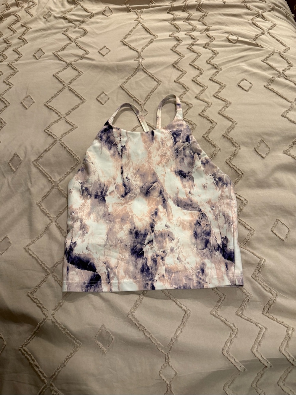 Old Navy Marble-Print Cropped Tank Top - Blush & Charcoal